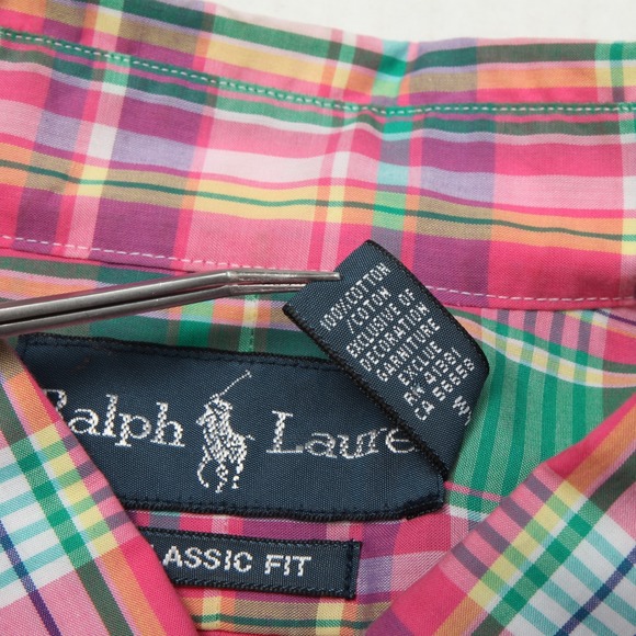 Ralph Lauren Pink and Green Plaid Casual Button Down Shirt - Picture 6 of 11